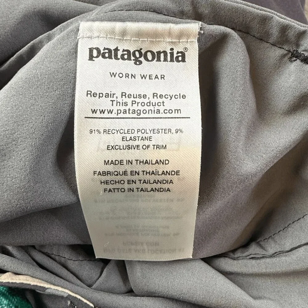 Patagonia Men's Striped Drawstring Surfing Swim Board Shorts Black Gray Size 34‎